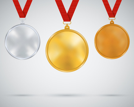 Set of medals, gold, silver, bronzeのイラスト素材