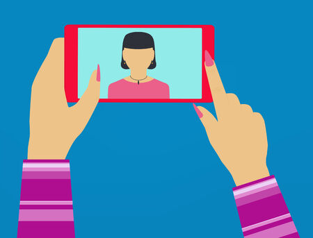 Self woman shot on the phoneのイラスト素材