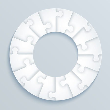 Parts of paper puzzles in the form of a circle of 16 piecesのイラスト素材