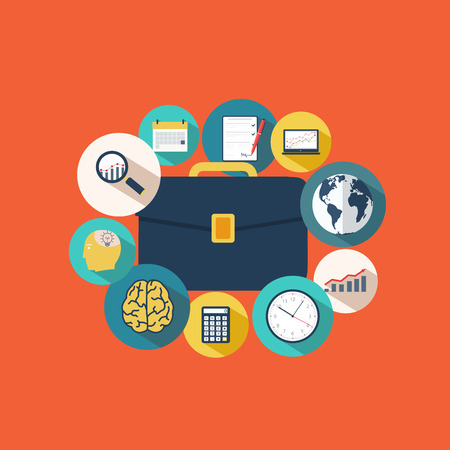 Business portfolio with icons statistical data, reportingのイラスト素材