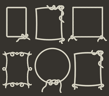 Decorative rope frames on black backgroundのイラスト素材