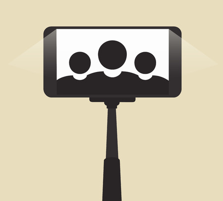 Self Portrait On Smartphone Using a Monopodのイラスト素材