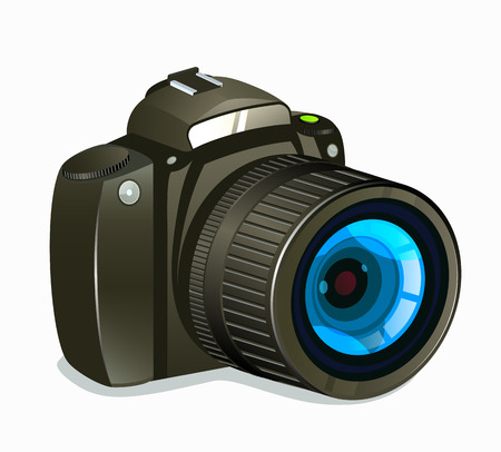 Photo Camera Icon Side View on White Backgroundのイラスト素材