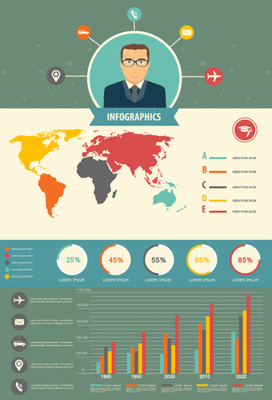 Information User Flat Pattern Infographics, With Statistical Data, Pie Charts.のイラスト素材