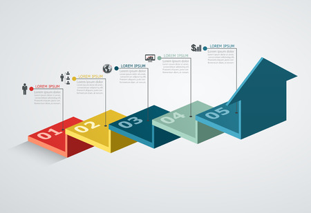 Infographic Design Template With Step Structure Up Arrow Business Concept With 5 Options Piecesのイラスト素材 イメージマート