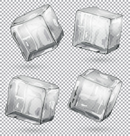 Transparent ice cubes, set of 4 piecesのイラスト素材