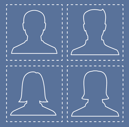 Profiles of people, silhouettes in the form of lines, white colorのイラスト素材