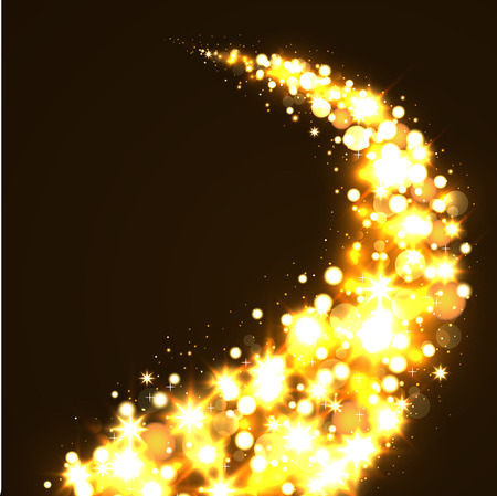 Bright golden background with sparkling falling stars.のイラスト素材