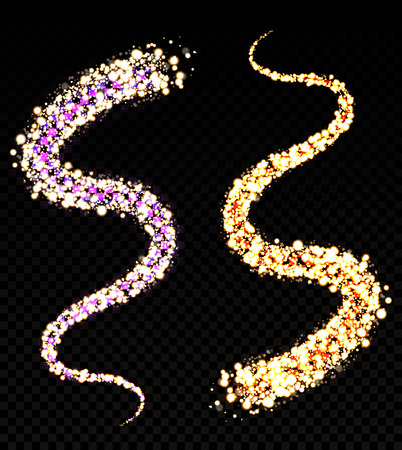 Golden sparkling dust. Glowing translucent waves.のイラスト素材