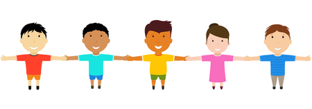 Group of happy  friends holding hands. Friendship concept.のイラスト素材