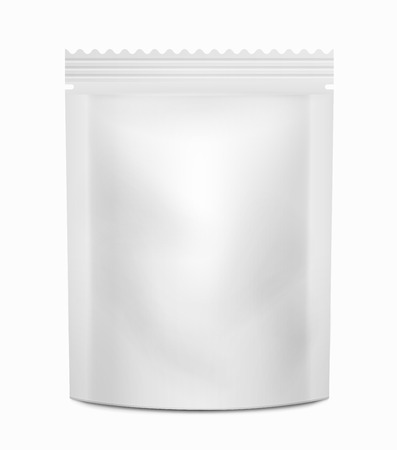 White Blank packaging container food or drinks. Mockup plastic bag.のイラスト素材
