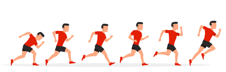 Running man in different positions.のイラスト素材
