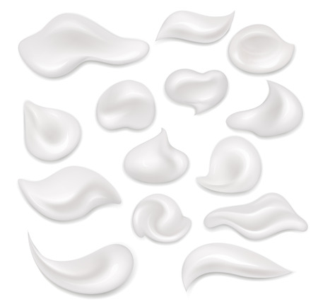 White cream. Cosmetic white product, mousse, gel, whipped cream.のイラスト素材