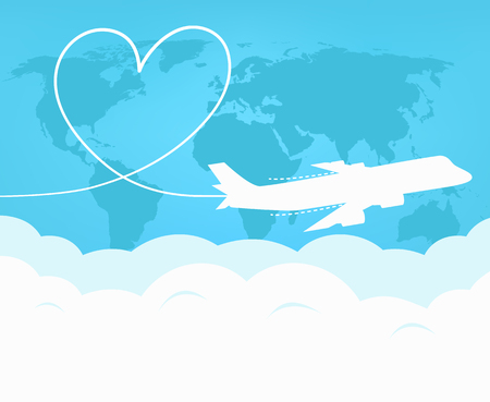 Travel and tourism around the world by plane. Love travel conceptのイラスト素材