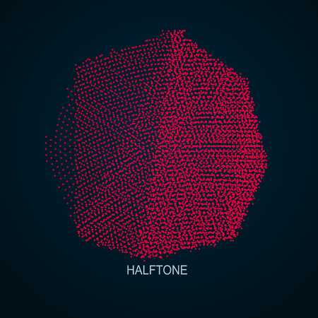 Geometric wireframe object from points. Abstract mesh emblem in red colors.のイラスト素材