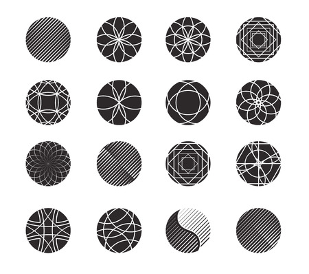 Circle shapes set for design. Simple geometric forms in black and white color.のイラスト素材