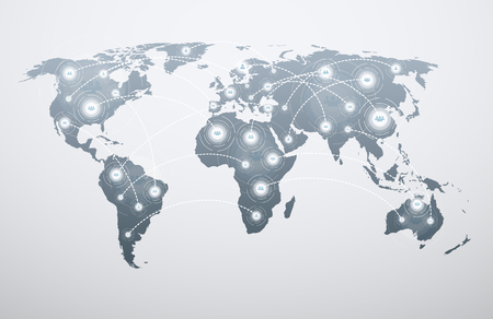World map with global connections. Concept of connecting people to network around the world.のイラスト素材