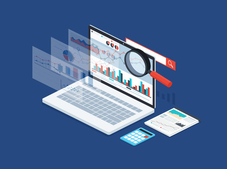 Data analytics and development statistic. Modern concept of business strategy, search information, digital marketing, programming process.のイラスト素材