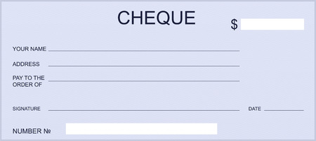 Blank bank check or gift certificate. Design checkbook template.のイラスト素材