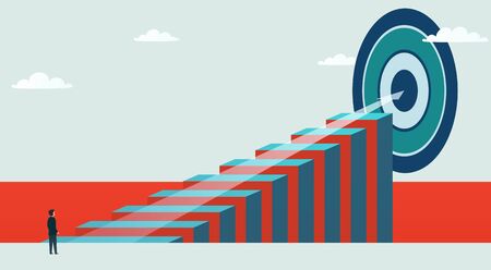 Concept and business opportunity. Businessman stands in the way to achieve the goal.のイラスト素材