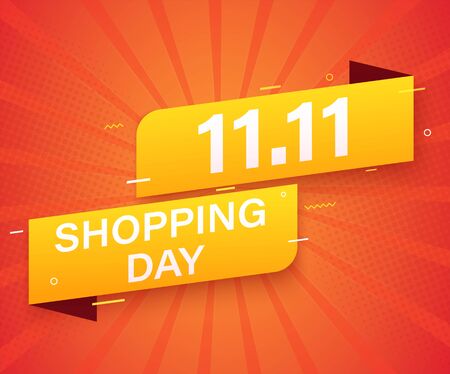 11.11 Advertising sale banner template. Global shopping world sales day poster.のイラスト素材