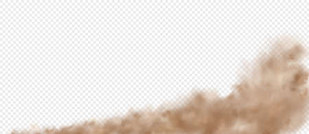 Cloud road dust from car. Smoke trail from rapid movement car or motorcycle. Sandstorm cloudiness isolated transparent effect.のイラスト素材