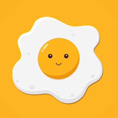 Fried egg on yellow background, top view.のイラスト素材
