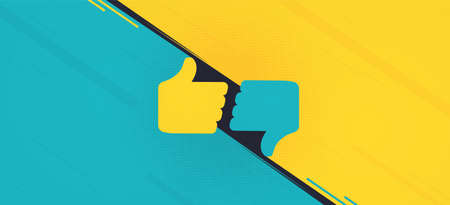 Like sign versus dislike. Fighting backgrounds against each other, likes against dislikes.のイラスト素材
