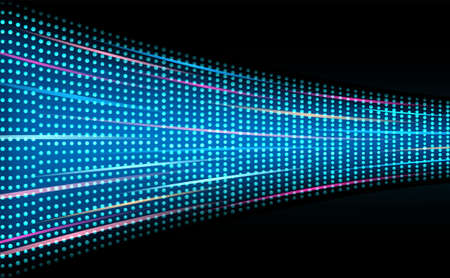 LED video screen with spot light and vivid motion effects. Digital panel with diode lamps, hologram.のイラスト素材
