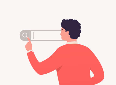 Business man clicks internet search page. Internet data search concept.のイラスト素材