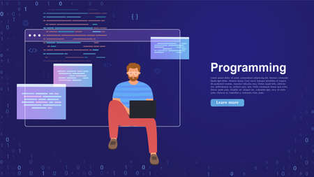Web designer working on designing user interface or web application. Development and software, SEO...