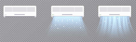 Air conditioner with cold air effect. Electronic device for monitoring the room temperature.のイラスト素材