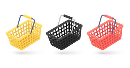 Supermarket empty shopping baskets on a white background.のイラスト素材