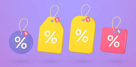 Shop discount coupons, sale price tags. Special offers for purchases, sales.のイラスト素材