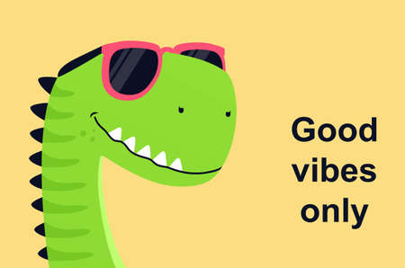 Dinosaur head in sunglasses, cartoon style.のイラスト素材
