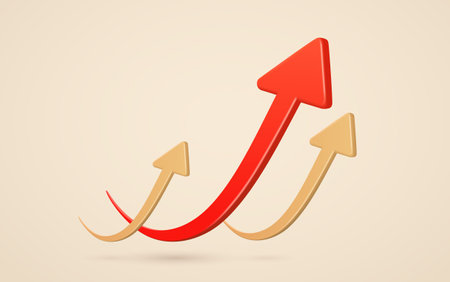 Business 3d arrows, direction up. Concept upward movement market, growth world economy, stock news.のイラスト素材