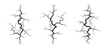 Cracks in ground top view. Earth crust break from earthquake, natural disasters.のイラスト素材