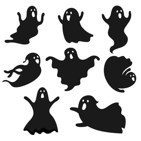 Set of creepy ghosts. Scary ghost monsters on white background.のイラスト素材