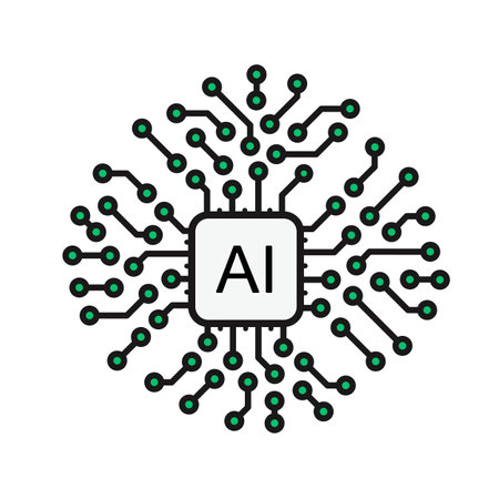 Artificial intelligence processor symbol. Central computer processor concept.のイラスト素材
