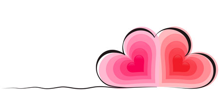Love symbol of red and pink heart. Abstract design with hearts on white background.のイラスト素材