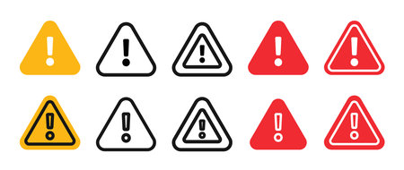 Set of danger and warning signs. Exclamation mark attention in form triangle.のイラスト素材