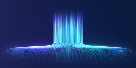 Technological high-speed lines Internet, optical fiber. Concept wireless transmission big data, neural networks.のイラスト素材