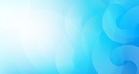 Blue abstract background with elements circular lines and circles. Geometric striped digital technology design with glow.のイラスト素材