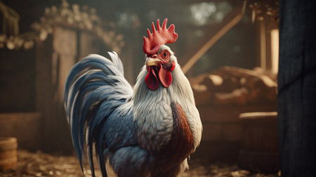 Rooster in the farm. Rooster in the henhouse.の写真素材