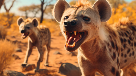 Spotted hyena (Crocuta crocuta) in Namibiaの写真素材