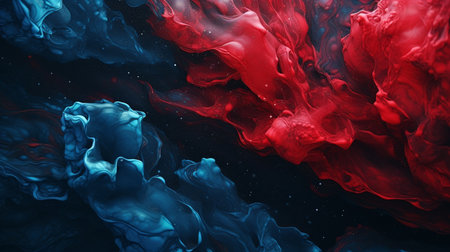 Abstract background of red and blue ink in water. 3D renderingの写真素材