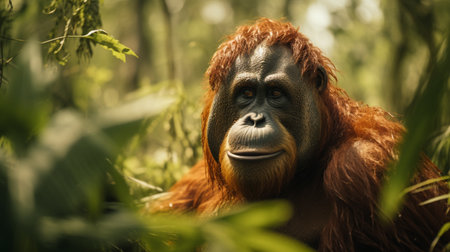 Orangutan in the rainforest of Borneo, Malaysia