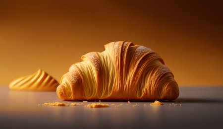 Croissant on a dark background with space for your text.の写真素材