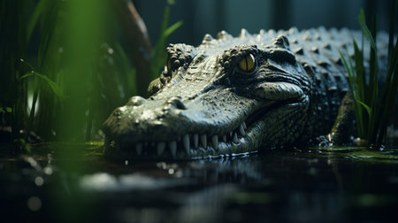 Crocodile in the water. Close-up view.