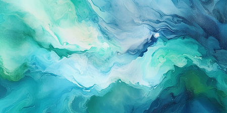 Marble abstract background. Acrylic painting. Blue, green and white colors